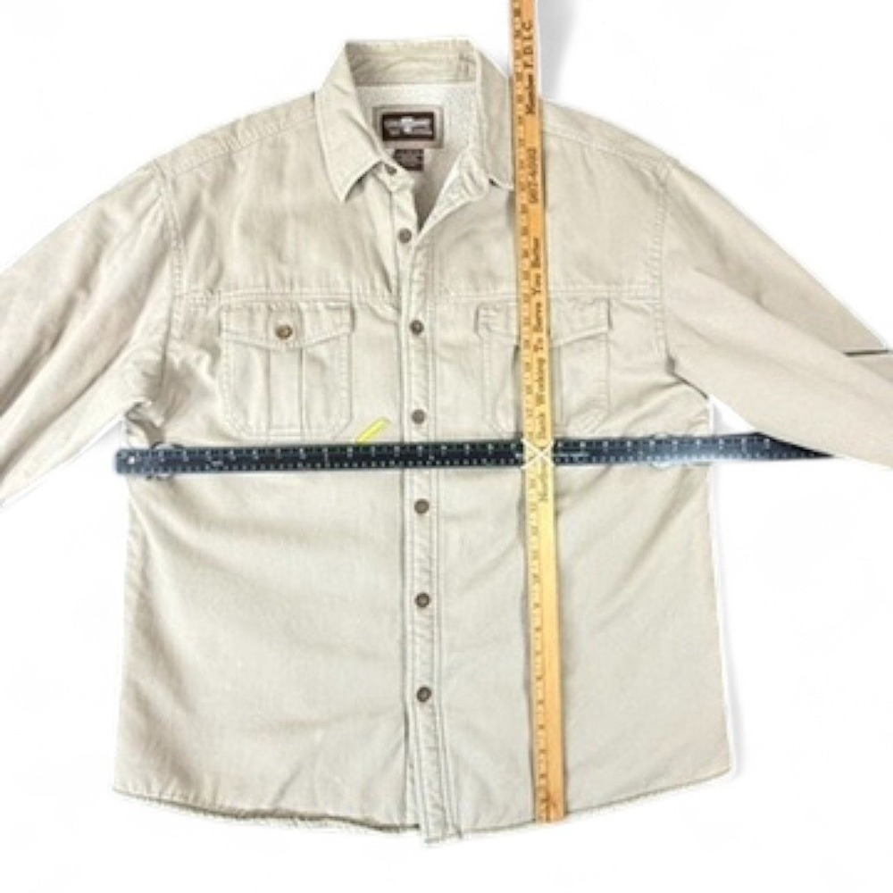 Levis Sherpa Lined Canvas Chore Coat Khaki Grunge Button Shacket Mens XL Utility - Picture 11 of 11